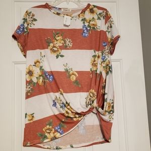 Ginger G Rust floral striped shirt